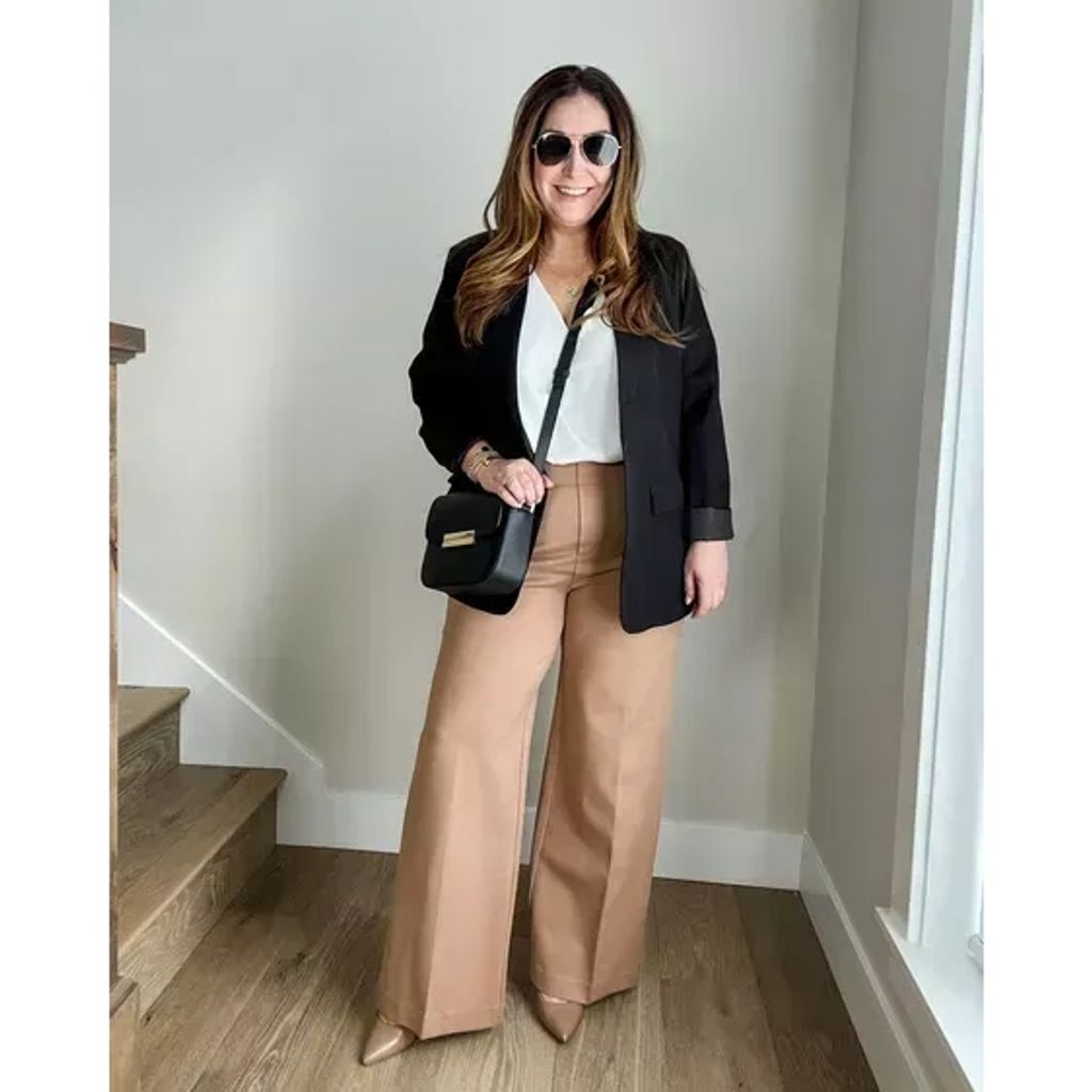 Tummy Control Button Wide Leg Pant