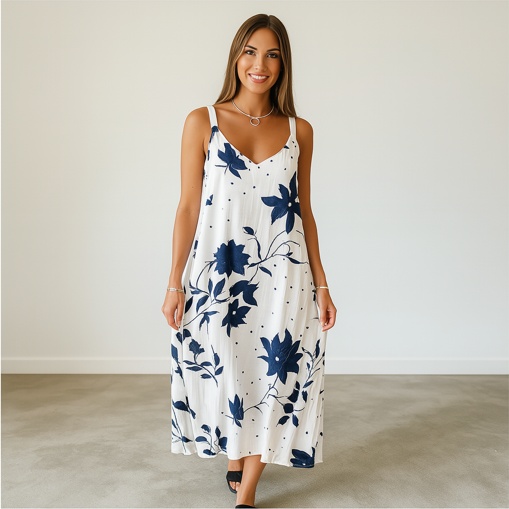 Cotton floral women's sleeveless dress