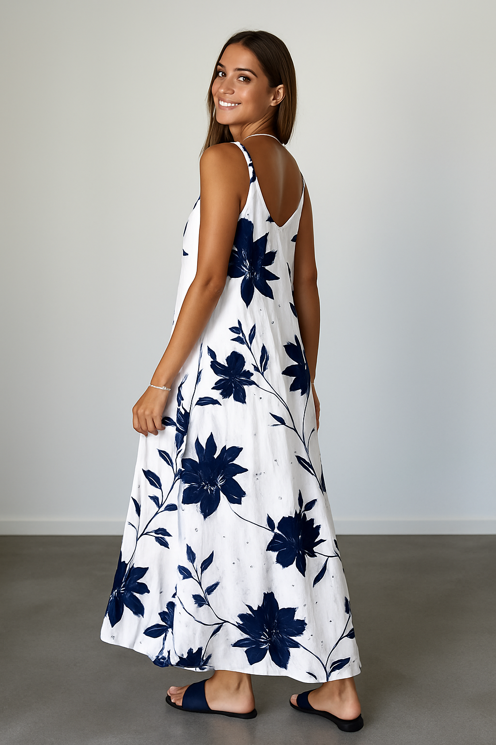 Cotton floral women's sleeveless dress