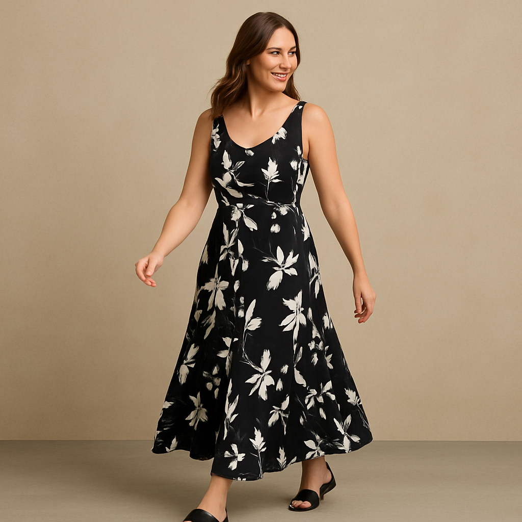 Cotton floral women's sleeveless dress