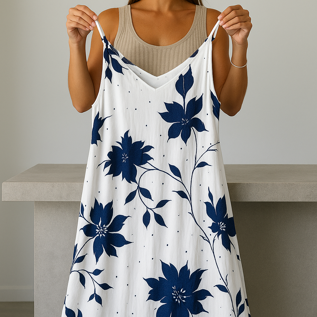 Cotton floral women's sleeveless dress