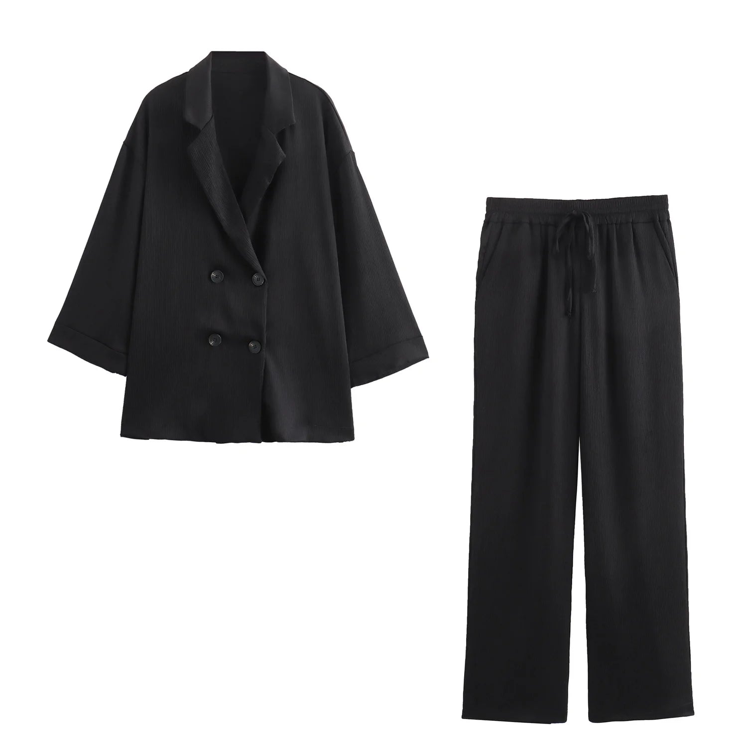 Casual Blazer Coat Pants Set Long Sleeve