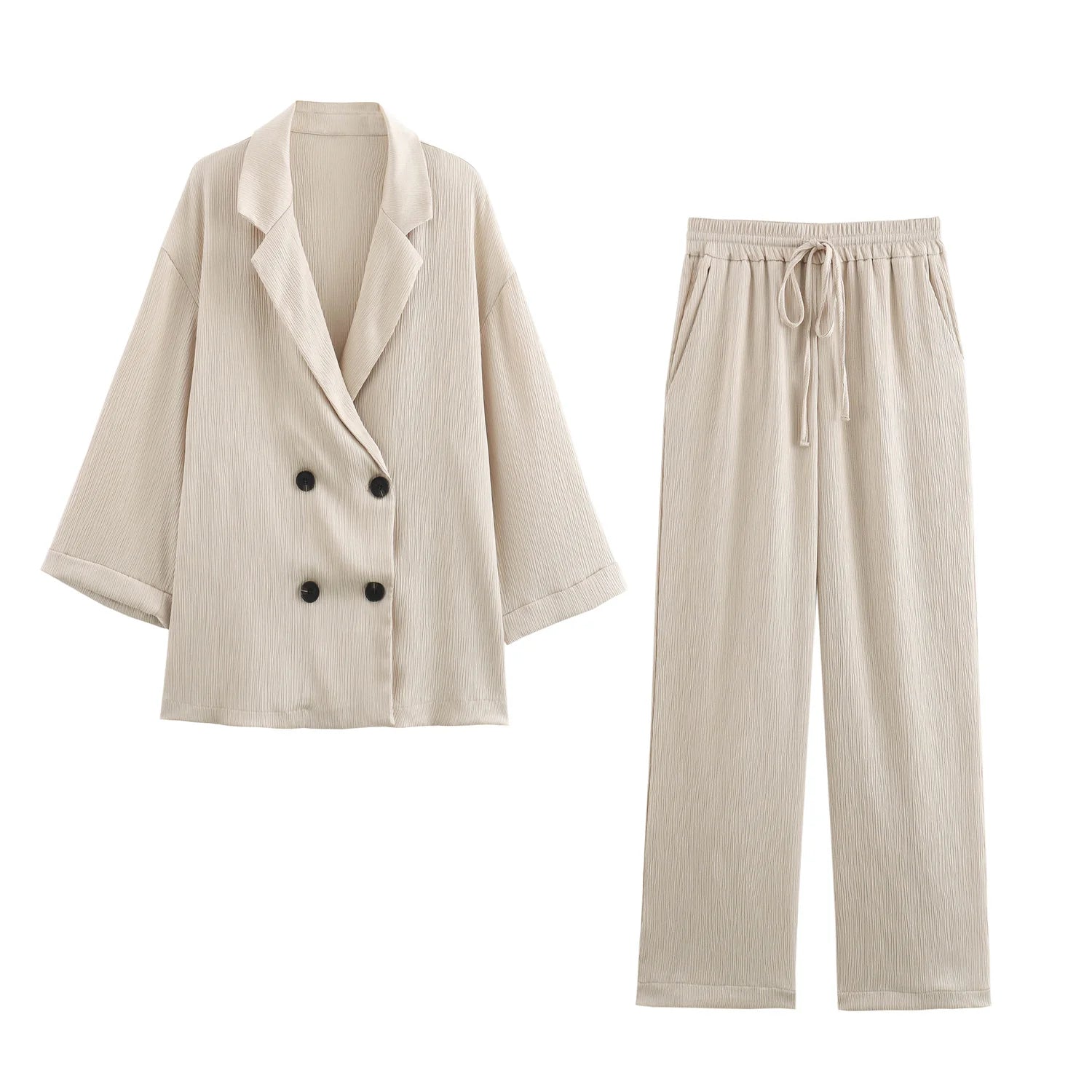 Casual Blazer Coat Pants Set Long Sleeve