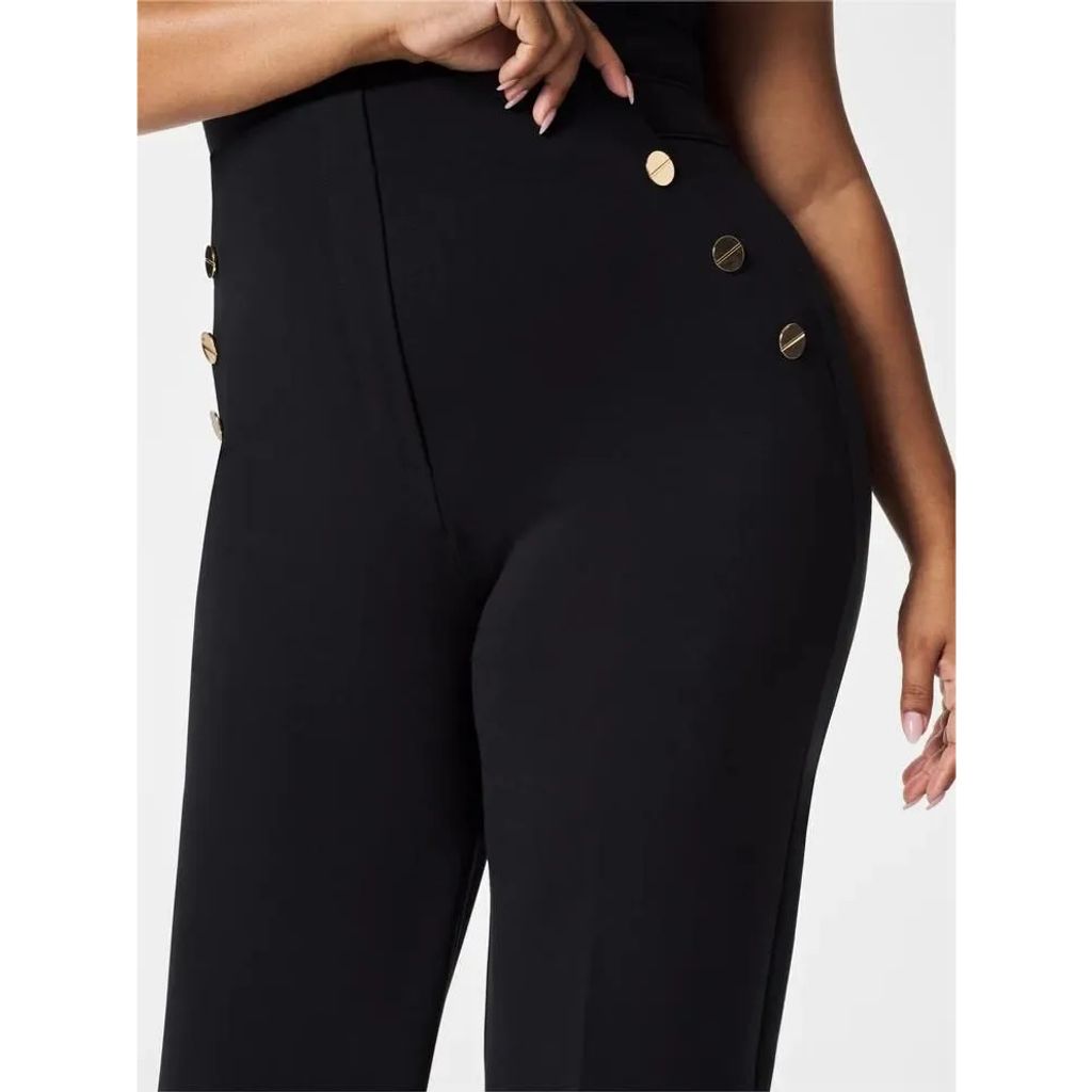 Tummy Control Button Wide Leg Pant